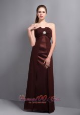 Apron Rust Red Strapless Bridesmaid Dress with Brooch
