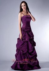 Straps Grape Purple Pick-ups Bridesmaid Gowns Trimmed