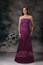 Empire Beaded Purple Bridesmaid Dress Sheath Strapless