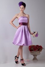 Sash Lilac Strapless Prom Homecoming Dress Knee-length
