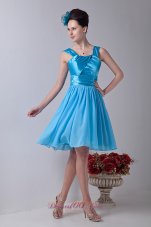 Straps Aqua Blue Prom Homecoming Dress Empire Ruffled