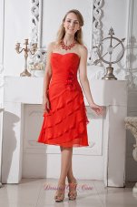 Layers Orange Red Prom Homecoming Dress Sweetheart Flowers