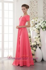 Coral Red Sheath Scoop Long Beading Dress for Mother