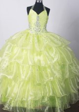 2013 Yellow Green Infant pageant dresses Beading