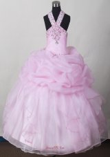 Baby Pink Little Girl Pageant Dress With Pick-ups