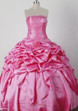 Pink Little Girl Pageant Dress Beading Hand Made Flowers