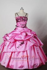 Spaghetti Straps Rose Pink Ball Gown for Pageants Colored