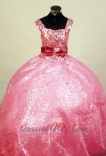 Paillette Watermelon Sweet 15 Birthday Gowns for Pageants