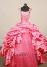 Rose Pink Pageant Dress Beaded Square Neckline Pleats