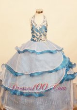 Layered Pageant Gowns for Juniors Halter Appliques