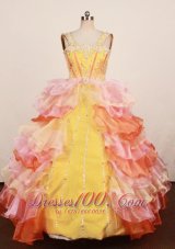 Colorful Ruffles Junior Miss Pageant Dresses Beaded Strap