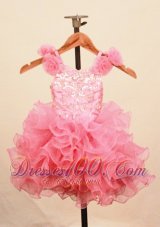 Floral Ruffles Baby Pink Baby Pageant Dress Scoop Sequin