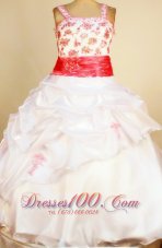 Sash White Little Girl Pageant Dresses Ball Gown Colored