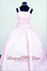 Sweet Light Pink Straps Baby Pink Pageant Dresses Customize