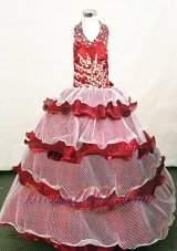 Tiered Halter Pageant Dresses Appliques for Juniors Special