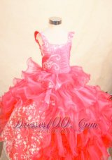 Coral Red Appliques Pageant Dresses 2013 for Little Girls