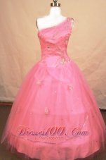 Ball gown One Shoulder Light Pink Pageant Dresses Beading