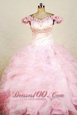 Girl Pageant Dresses Beading Luxurious Off the shoulder Pink