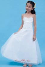 Whites Sweetheart Tulle Strapless Child Pageant Dresses