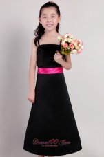 Black Straps Pageant Flower Girl Dress Waistband