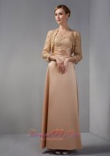 Appliques Satin Champagne Ankle-length Mother Dress
