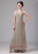 Halter Grey Chiffon Appliques Dress For Mothers