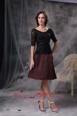 Black and Brown Scoop Beading Mother Dress Lace