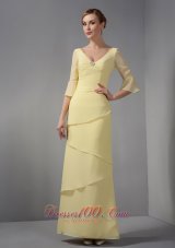 Discount Yellow Mother Dress Column V-neck