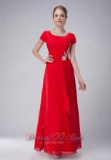 Red Chiffon Scoop Mother Of The Bride Dress