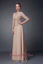 V-neck Champagne Chiffon Mother Of The Bride Dress