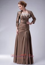 Ruched Brown Taffeta Mothers Dresses For Weddings