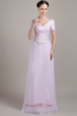 Chiffon V-neck Ruch Short Sleeves Mother Of The Bride Dress
