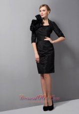 Simple Black Mother Of The Low Dress Ruch Mini-length
