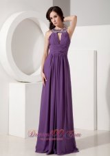 Scoop Neck Evening Dress Ruched Decorated Evening Dress