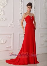2013 Red Column Brush High Slit Prom Dress