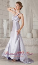 Sliver Prom / Celebrity Dress Beaded Straps Race style Back