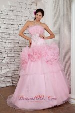 Prom Dress A-line Beaded Decorated Organza Tulle