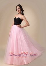 Black and Pink Taffeta and Tulle Ruch Prom / Pagent Dress