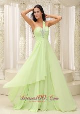 Ruched One Shoulder Beaded Decorate 2013 Prom Dress
