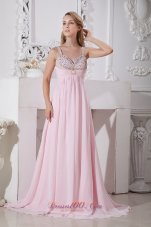 Light Pink Straps 2013 Prom Dress Beading