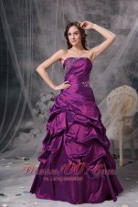 Purple V-neck Bridesmaid Dress Beads pick-ups