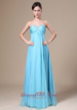 Stylish Prom Dress Beading Aqua Blue