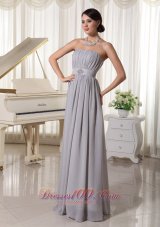 Modest Grey Empire Prom Holiday Dress Ruch Beading