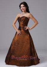 Rust Red Pleats Modest Plus Size Prom Dress Sweetheart