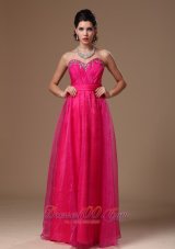 Gorgeous Hot Pink Prom Dress Beaded Custom Made