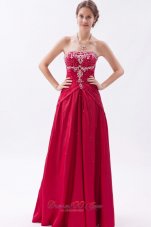 Embroidery Wine Red Sheath Prom Dress Beading