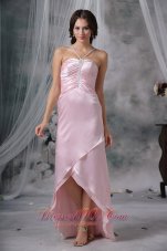 Simple Sheath Straps High-low Beading Prom Dress
