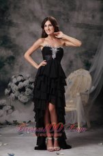 Little Black Dress For Prom Hi-lo Chiffon Tiered