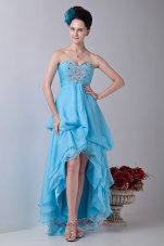 Baby Blue Tiered Prom Homecoming Dress High-low