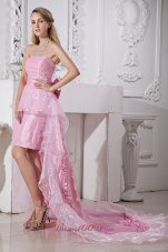 High-low Beading Homecoming Holiday Dress For Prom Organza
